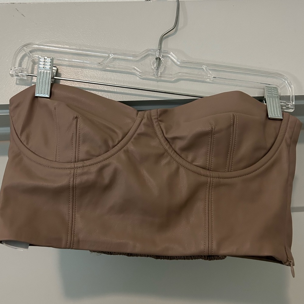 Zara leather corset top - tan